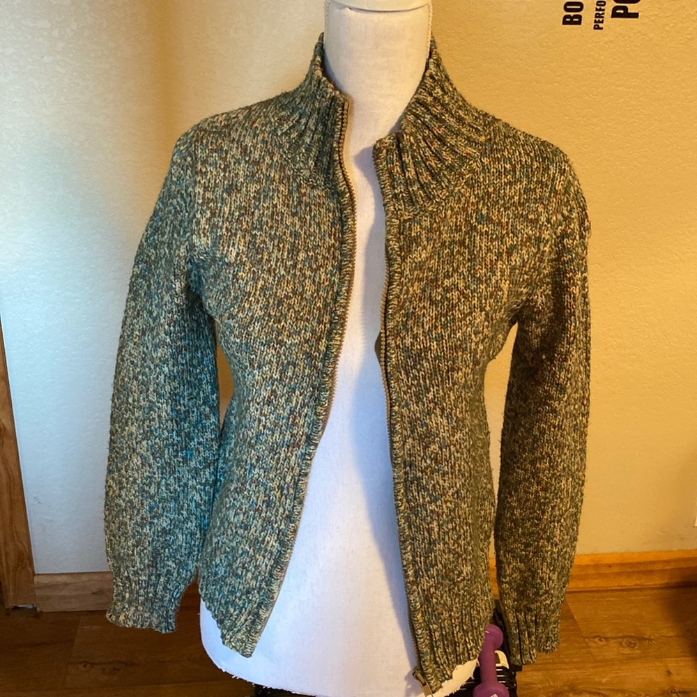 Multi color zip up sweater-size M